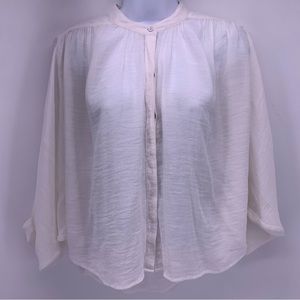 Maeve White Lightweight Button Down Wide Sleeve Blouse Top Size Small